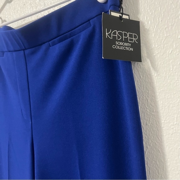 KASPER Women’s Cobalt Blue Medium Straight Leg Flat Front Pants NWT Business - Picture 2 of 11